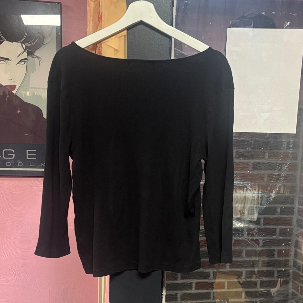 Ralph Lauren Lace Collar Black Long Sleeve Top - Picture 4 of 4